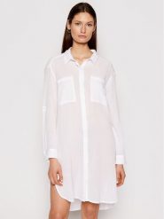 Seafolly Tunika Crinkle Twill 53108-CU Biały Regular Fit. Białe tuniki damskie Seafolly, xl, bez wzorów, z bawełny, bez ramiączek. Za 239.99 zł.