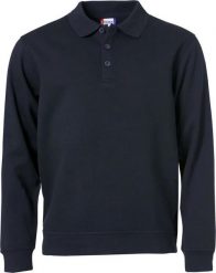 Clique Basic Polo Sweater — sweter polo, materiał stabilizowany, antymechacenie. Niebieskie swetry męskie CLIQUE, m, bez wzorów, z bawełny, bez kołnierzyka, bez ramiączek. Za 159.81 zł.