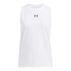 Tank top damski Under Armour Rival. Białe topy damskie Under Armour, bez wzorów, z bawełny, bez kołnierzyka, bez ramiączek. Za 172.00 zł.