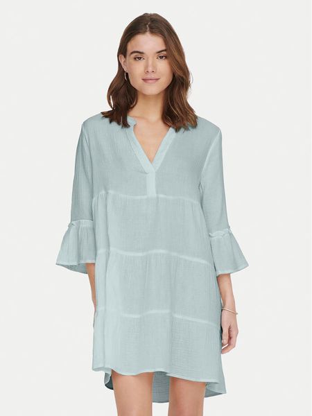 ONLY Sukienka letnia Thyra 15267999 Zielony Regular Fit. Zielone sukienki damskie ONLY, na lato, xs, bez wzorów, z bawełny, bez kołnierzyka, bez ramiączek. Za 119.99 zł.