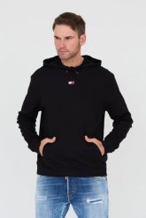 TOMMY JEANS Czarna bluza z kapturem. Czarne bluzy męskie Tommy Jeans, l, bez wzorów, z jeansu, z kapturem. W wyprzedaży za 256.99 zł.