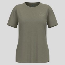 Koszulka damska Odlo ASCENT SUN. SEA. MOUNTAINS. T-shirt crew neck s/s. Zielone t-shirty damskie ODLO, s, bez wzorów, z dzianiny, bez kołnierzyka, bez ramiączek. Za 144.49 zł.
