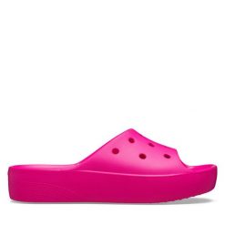 Klapki Crocs. Czerwone klapki damskie Crocs, bez wzorów, bez obcasa, bez zapięcia. Za 209.99 zł.