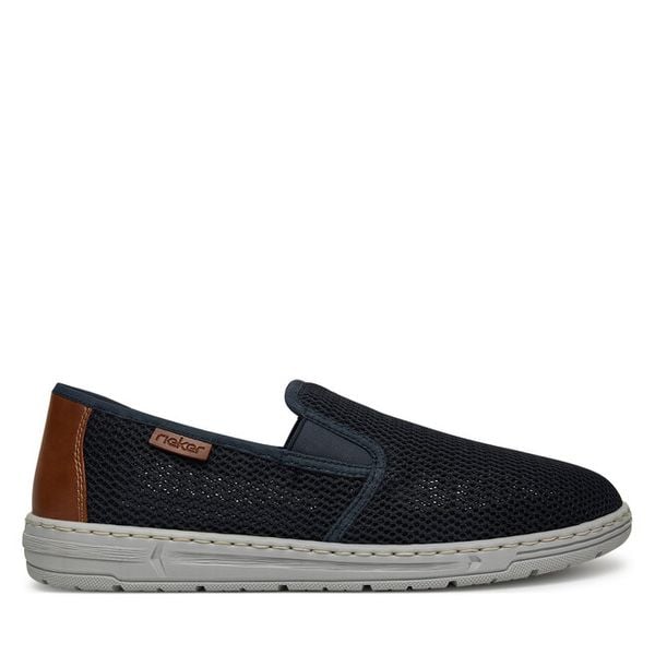 Półbuty Rieker. Niebieskie półbuty męskie Rieker, bez wzorów, bez obcasa, bez zapięcia. Za 299.99 zł.