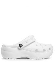 Crocs Klapki Classic Platform Clog W 206750 Biały. Białe klapki damskie Crocs, bez wzorów, z tworzywa sztucznego, bez obcasa, bez zapięcia. Za 229.99 zł.