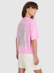 4F T-shirt oversize z nadrukiem damski - różowy XL. Czerwone koszulki sportowe damskie 4F, uniwersalny, bez wzorów, z bawełny, bez ramiączek. W wyprzedaży za 49.99 zł.