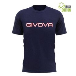 Givova Marine Blue T-shirt Bawełniane dla Mężczyzn - Komfort i Styl. Niebieskie koszulki sportowe męskie Givova, m, bez wzorów, z bawełny, bez ramiączek, na fitness i siłownię. Za 52.75 zł.