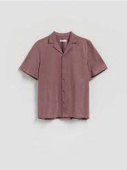 Koszula boxy z lyocellem - fioletowy. Fioletowe koszule męskie Reserved, l, bez wzorów, z dzianiny, bez kołnierzyka, bez ramiączek. Za 139.99 zł.