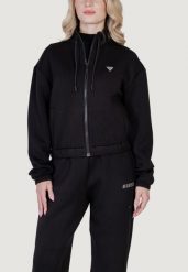 Bluza Kobieta GUESS ACTIVE CECILIA SCUBA ZIP. Czarne bluzy damskie Guess Active, m, z aplikacjami, z lycry, casualowe, bez ramiączek, bez kaptura. Za 327.85 zł.