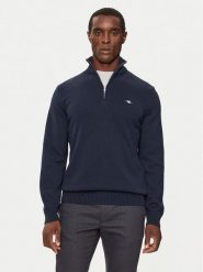 Gant Sweter Casual Cotton Half Zip 8030170 Granatowy Regular Fit. Niebieskie swetry męskie GANT, m, bez wzorów, z bawełny, casualowe, bez kołnierzyka, bez ramiączek. Za 439.99 zł.