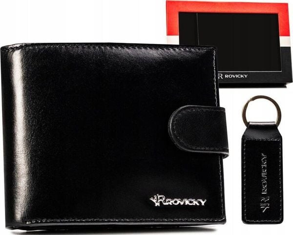 Rovicky Zestaw Prezentowy: Skórzany Portfel Męski I Brelok. Portfele męskie ROVICKY, bez wzorów. Za 121.95 zł.