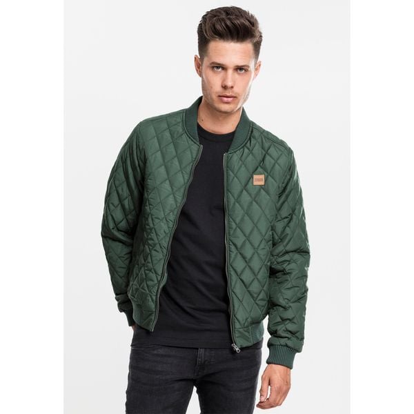 Parka Urban Classic diamond nylon. Zielone parki męskie Urban Classics, na zimę, m, bez wzorów, z nylonu, bez kołnierzyka, bez kaptura. Za 244.50 zł.
