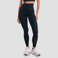 Legginsy damskie fitness z wysoką talią czarne Aura. Czarne legginsy damskie GYMBEAM, bez wzorów, z elastanu. Za 127.90 zł.