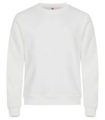 Clique Miami Roundneck – Unisexowy sweter z bawełny i poliestru z recyklingu. Białe swetry męskie CLIQUE, s, bez wzorów, z bawełny, bez kołnierzyka, bez ramiączek. Za 164.84 zł.