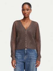 Morgan Kardigan 242-MAGATHE Brązowy ciemny Regular Fit. Brązowe kardigany damskie Morgan, l, bez wzorów, z wiskozy, bez kołnierzyka. Za 269.99 zł.