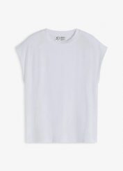 T-shirt oversize z miękkiej wiskozy. Czerwone t-shirty damskie bonprix, bez wzorów, z wiskozy, bez kołnierzyka, bez ramiączek. Za 42.99 zł.