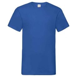 Koszulka Unisex Dla Dorosłych Z Dekoltem W Szpic. Niebieskie bluzki damskie fruit of the loom, l, bez wzorów, sportowe, bez kołnierzyka, bez ramiączek. Za 39.99 zł.