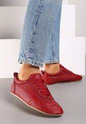 Bordowe Klasyczne Tenisówki z Ekoskóry Verianns. Czerwone trampki i tenisówki damskie Born2be, bez wzorów, z jeansu, bez zapięcia. Za 84.99 zł.