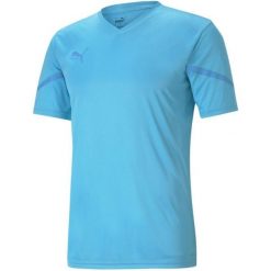 Męska koszulka Puma Teamflash Niebieska Atol - Sportowy Komfort. Niebieskie koszulki sportowe męskie Puma, l, bez wzorów, z poliesteru, bez ramiączek, do piłki nożnej. Za 189.99 zł.