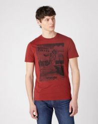MĘSKI T-SHIRT WRANGLER SS MOTEL TEE RUSTY BROWN W7G3D3H11 112131829. Brązowe t-shirty męskie Wrangler, m, bez wzorów, bez kołnierzyka, bez ramiączek. Za 69.99 zł.
