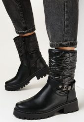 Czarne Botki z Pikowaną Cholewką Zohi. Czarne botki damskie Born2be, bez wzorów, z jeansu, eleganckie, bez obcasa, na obcasie, bez zapięcia. Za 169.99 zł.