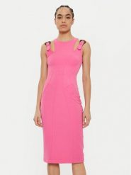 Versace Jeans Couture Sukienka koktajlowa 78HAO913 N0356 Różowy Regular Fit. Czerwone sukienki damskie Versace Jeans Couture, bez wzorów, z jeansu, wizytowe, bez kołnierzyka, bez ramiączek. Za 889.99 zł.