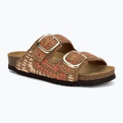 Klapki damskie Scholl Noelle Crochet. Brązowe klapki damskie Scholl, bez wzorów, z materiału, sportowe, bez obcasa, bez zapięcia. Za 409.99 zł.