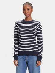 Tommy Hilfiger Sweter Fine WW0WW44993 Granatowy Regular Fit. Niebieskie swetry nierozpinane damskie Tommy Hilfiger, xxl, bez wzorów, z bawełny, bez kołnierzyka, bez ramiączek. Za 389.99 zł.