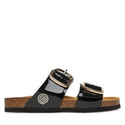 Klapki Dr. Brinkmann. Czarne klapki damskie Dr. Brinkmann, bez wzorów, bez obcasa, bez zapięcia. Za 279.99 zł.