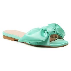 Klapki Eva Longoria. Zielone klapki damskie Eva Longoria, bez wzorów, bez obcasa, bez zapięcia. Za 429.99 zł.