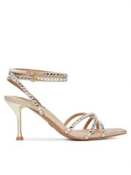 Nine West Sandały SM237-011A Złoty. Żółte sandały damskie Nine West, bez wzorów, ze skóry, bez obcasa, na szpilce, bez zapięcia. Za 249.99 zł.