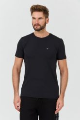 GUESS Czarny t-shirt New Tech Str T. Czarne t-shirty męskie Guess, l, z aplikacjami, bez kołnierzyka, bez ramiączek. W wyprzedaży za 182.99 zł.