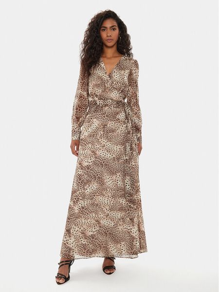 Guess Sukienka codzienna W4YK34 WDW82 Beżowy Regular Fit. Brązowe sukienki damskie Guess, na co dzień, s, z aplikacjami, z syntetyku, bez kołnierzyka, bez ramiączek, proste. Za 309.99 zł.