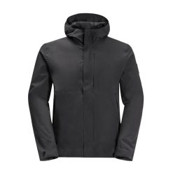 Kurtka przeciwdeszczowa męska Jack Wolfskin Mainkai. Czarne kurtki męskie Jack Wolfskin, m, bez wzorów, sportowe, bez kaptura. Za 399.99 zł.