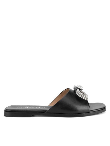 Eva Minge Klapki AVA-V903L-2-1 Czarny. Czarne klapki damskie Eva Minge, bez wzorów, ze skóry, bez obcasa, bez zapięcia. Za 279.99 zł.