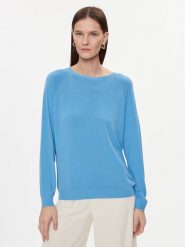 Kontatto Sweter 3M2020C Niebieski Regular Fit. Niebieskie swetry nierozpinane damskie Kontatto, m, bez wzorów, z wiskozy, bez kołnierzyka, bez ramiączek. Za 259.99 zł.