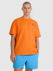 4F T-shirt oversize z nadrukiem męski - pomarańczowy XL. Brązowe t-shirty męskie 4F, m, bez wzorów, z bawełny, bez kołnierzyka, bez ramiączek. W wyprzedaży za 49.99 zł.