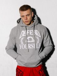 MANTO bluza z kapturem DEFEND melanż. Szare bluzy damskie Manto, m, bez wzorów, z bawełny, bez ramiączek, z kapturem. Za 249.00 zł.