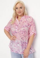 Różowa Transparentna Bluzka z Rękawami 3/4 i Rozszerzanym Dołem Jenniffi. Czerwone bluzki damskie Born2be, l, bez wzorów, bez kołnierzyka, plus size, bez ramiączek. Za 54.99 zł.