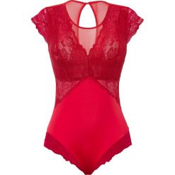 Body bez fiszbinów z delikatną koronką. Czarne body bonprix, bez wzorów, z koronki. Za 127.99 zł.