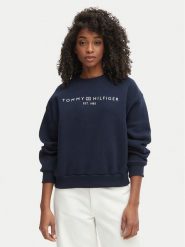 Tommy Hilfiger Bluza WW0WW47831 Granatowy Regular Fit. Niebieskie bluzy damskie Tommy Hilfiger, m, bez wzorów, z syntetyku, bez ramiączek, bez kaptura. Za 409.99 zł.