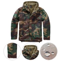 Kurtka turystyczna męska Brandit Frontzip Windbreaker Woodland. Brązowe kurtki męskie Brandit, m, bez wzorów, bez kaptura. Za 355.50 zł.