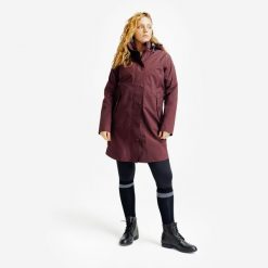 Kurtka jeździecka długa wodoodporna. Brązowe kurtki męskie FOUGANZA, xs, bez wzorów, z materiału, bez kaptura. Za 279.99 zł.