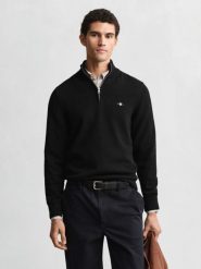 Gant sweter bez rękawów z dzianiny Mężczyźni Bawełna czarny, XXL. Czarne swetry męskie GANT, m, bez wzorów, z bawełny, sportowe, bez kołnierzyka, bez ramiączek. Za 699.95 zł.