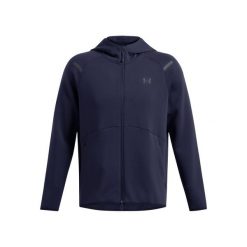 Bluza z kapturem z pełnym zamkiem błyskawicznym Under Armour Unstoppable Fleece. Czarne bluzy męskie Under Armour, bez wzorów, sportowe, bez ramiączek, z kapturem. Za 474.00 zł.