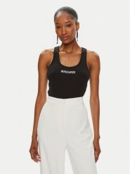 Patrizia Pepe Top 8M1617/J216-K103 Czarny Slim Fit. Czarne topy damskie Patrizia Pepe, m, bez wzorów, z bawełny, bez kołnierzyka, bez ramiączek. Za 449.99 zł.