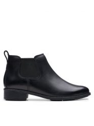 Clarks Sztyblety Havisham Top 26178715 Czarny. Czarne botki damskie Clarks, bez wzorów, ze skóry, bez obcasa, na płaskiej podeszwie, bez zapięcia. Za 349.99 zł.