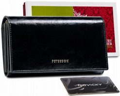 Portfel skórzany Peterson PTN PL-411-1636 BLAC czarny. Czarne portfele damskie Peterson, ze skóry. Za 107.99 zł.