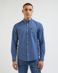 LEE MĘSKA KOSZULA LEE BUTTON DOWN NAVY 112341756 L880013678. Niebieskie koszule męskie Lee, l, bez wzorów, bez kołnierzyka, bez ramiączek. Za 179.99 zł.