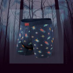 SAXX Bokserki męskie Ultra Boxer Brief Fly Navy Buggin r. S. Niebieskie bokserki męskie Saxx, bez wzorów. Za 110.49 zł.